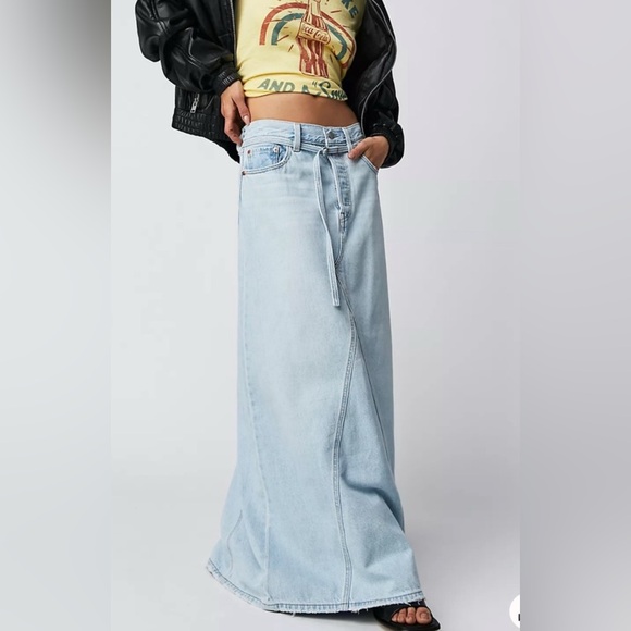 LEVI’S NWT Iconic Denim Maxi Skirt in Belt My So Called Pant Blue-Size 16 | XL - Picture 2 of 16